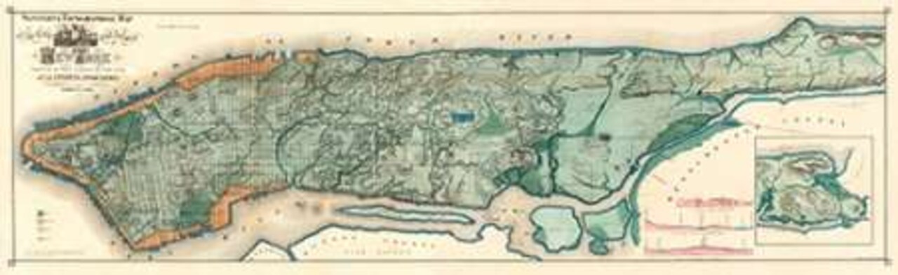 Sanitary and Topographical Map of the City and Island of New York, 1865 Poster Print by Egbert Viele - Item # VARPDX295402